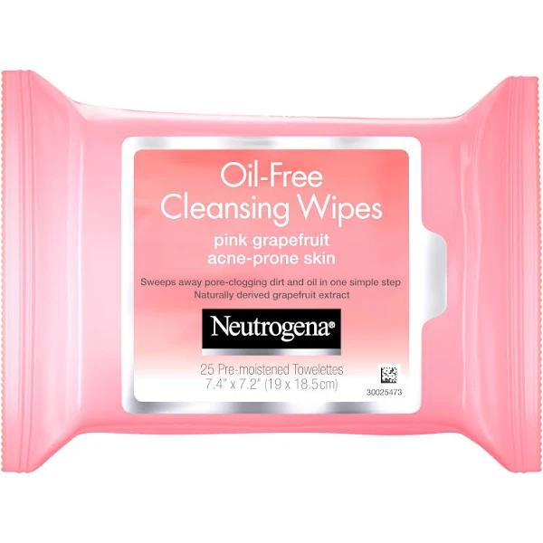 Neutrogena Oil-Free Cleansing Wipes, Pink Grapefruit - 25 ea