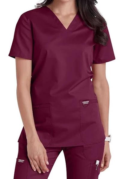 Cherokee Workwear Revolution V-Neck Scrub Top - XL - Wine