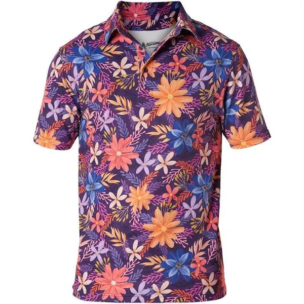 Men's Floral Golf Polo Shirt, Floral by Royal & Awesome