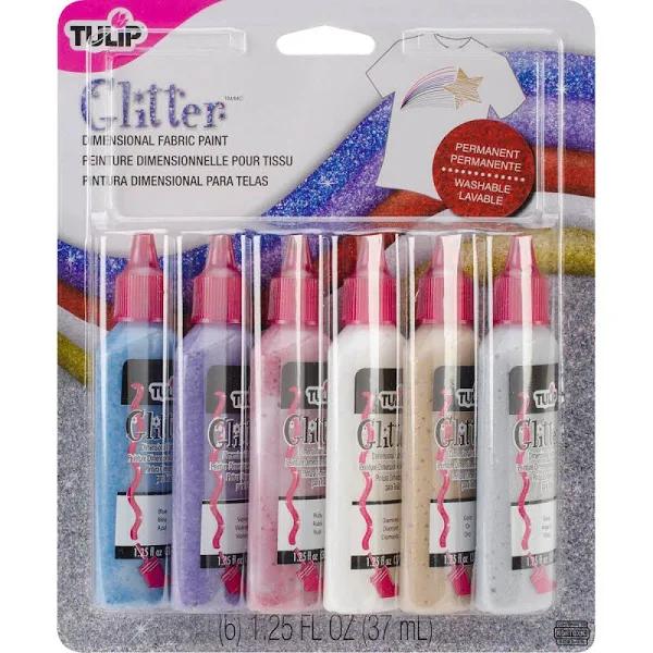 Tulip 23427 Dimensional Glitter Fabric Paint, 6-Pack