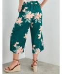 Rockmans Ankle Length Button Trim Linen Blend Pant - Womens - Green Floral Size Medium - AfterPay & zipPay Available