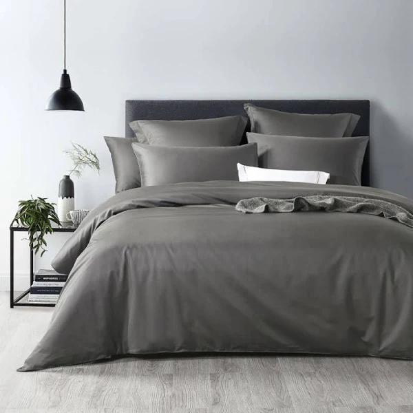 Soho 1000TC Quilt Cover Set Charcoal [Size: King Bed] Hoteluxe