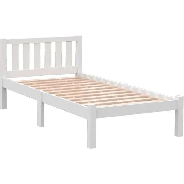 Kingston Slumber King Single Wooden Timber Bed Frame, White