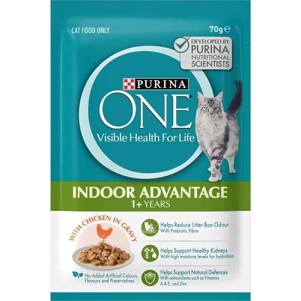 Purina One Adult Indoor with Chicken in Gravy Wet Cat Food 70g