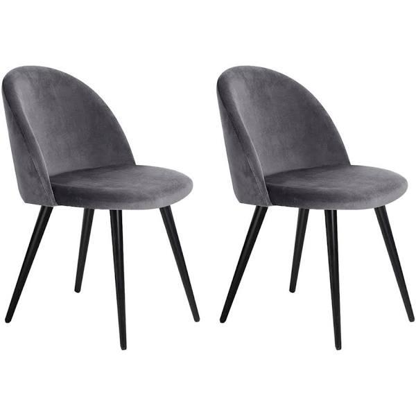 New Set of 2 Velvet Modern Dining Chair - Dark Grey