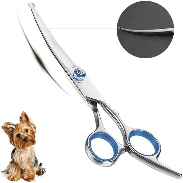 Curved Dog Grooming Scissors With Safety Round Tips, Light Weight Professional Pet Grooming Shears Stainless Steel For Dogs Cats Pets