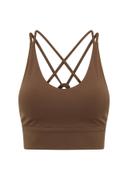 Lorna Jane Womens Lotus Longline Sports Bra Chocolate S