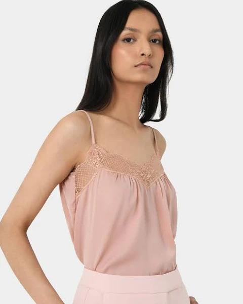 Forcast - Women's Pink Lace Tops - Aleksia Lace Trim Cami Top - Size One Size, 6 at The Iconic