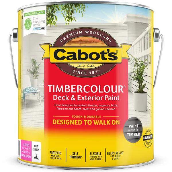 Cabot's 4L Extra Bright Base Timbercolour Deck and Exterior Paint