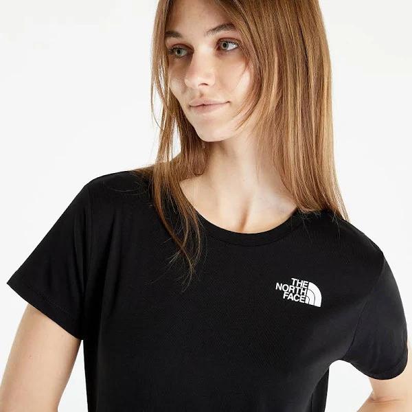 The North Face Red Box Short Sleeve T-Shirt Black White Logo Women - L