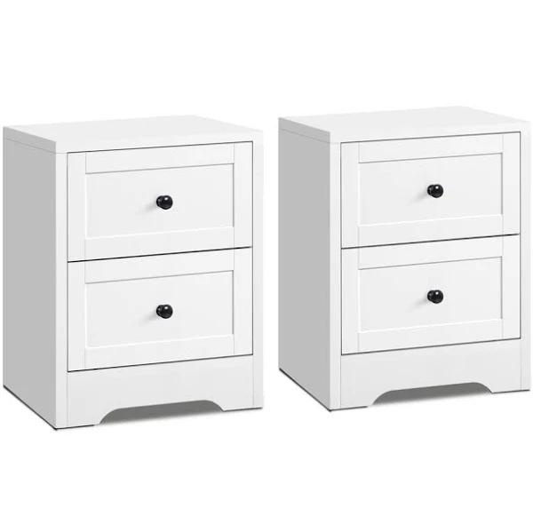 ALFORDSON 2x Bedside Table Hamptons Nightstand Storage Side End Cabinet White