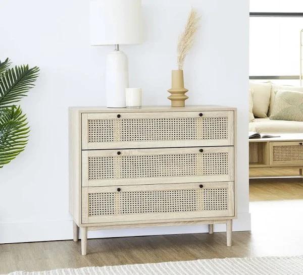 Mina Rattan 3 Drawer Dresser