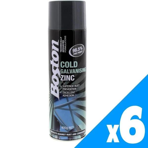 Cold Galvanising Zinc Spray Can 400g Boston Rust Prevention Protection 6 Pack