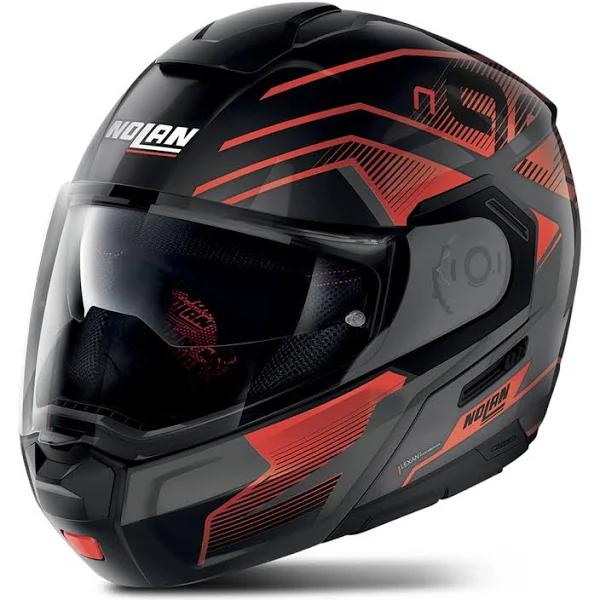 Flip-up Helmet Nolan N90-3 Comeback N-COM Metal Black (Red) Size:XXL