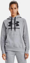 Under Armour Rival Logo Hoodie Grey Black Women - XL