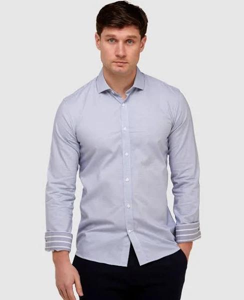 Tonal Textured Slim Fit Dress Shirt 39