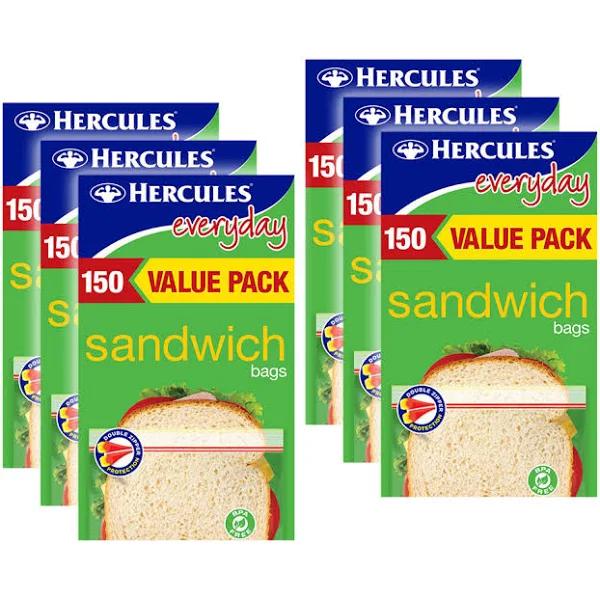 900X Hercules Everyday Resealable Sandwich/Food Storage Bags Pack 17X15.5CM