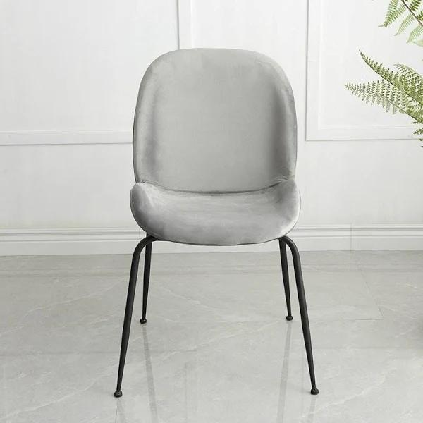 Velvet Dining Chairs/Velvet/Steel Legs/Chairs/Grey/Black Grey