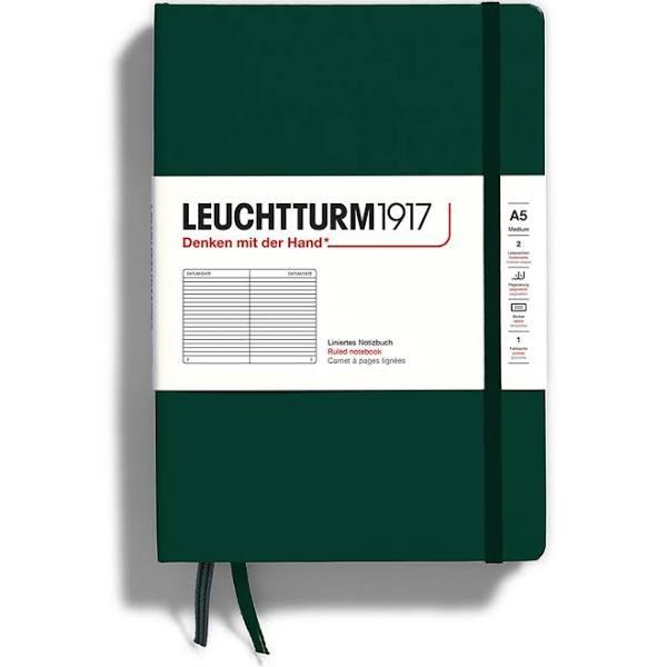 Hardcover Medium A5 Notebook, 251 Pages, Ruled (Forest Green)