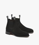 R.M. Williams Black Suede Craftsman Chelsea Boots