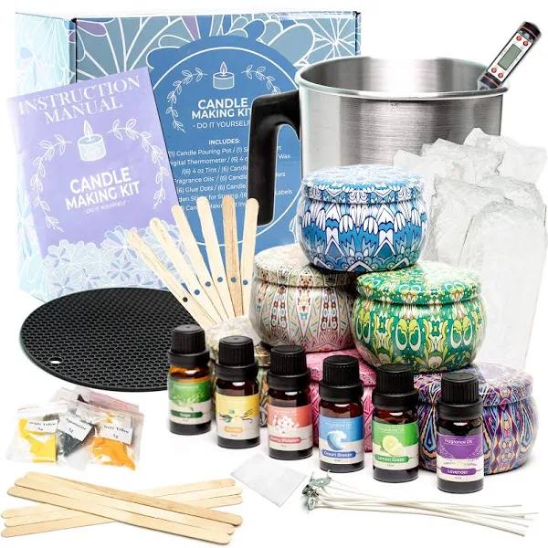 Candle Making Kit - Soy Candle Making Kits for Adults Beginners - Candle Making Supplies - Candle Pouring Pot, Soy Wax, Candle Wicks, 6 Fragrance