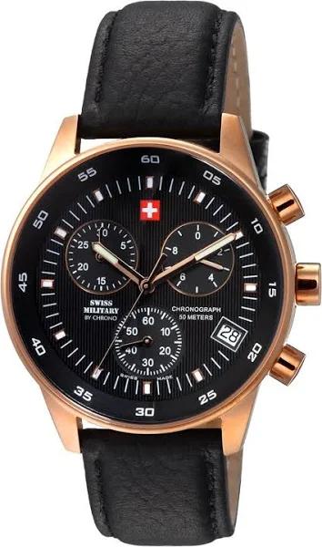 Swiss Military Quartz Analog Man Watch with Cowskin Bracelet SM30052.06