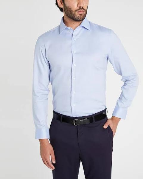 Van Heusen Herringbone Slim Long Sleeve Business Shirt Blue L