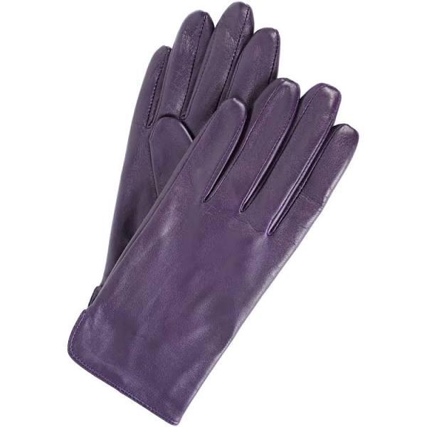 Dents Women's Classic Leather Gloves Winter Warm Soft Smooth Grain 77-0003 - Purple - Medium