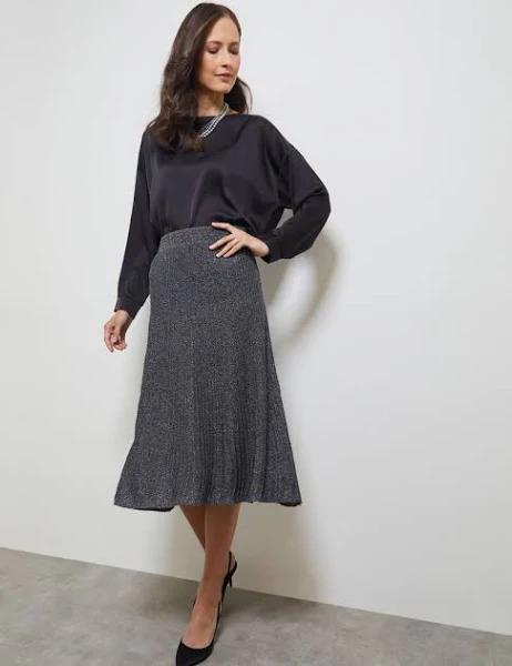 Lurex A-Line Knit Skirt - Size 18 - Womens - Silver