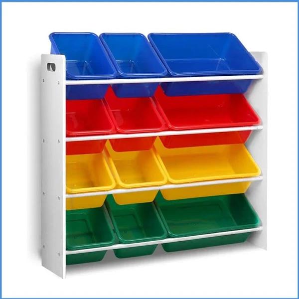 Keezi 12 Plastic Bins Kids Toy Organiser Box Bookshelf Storage Rack