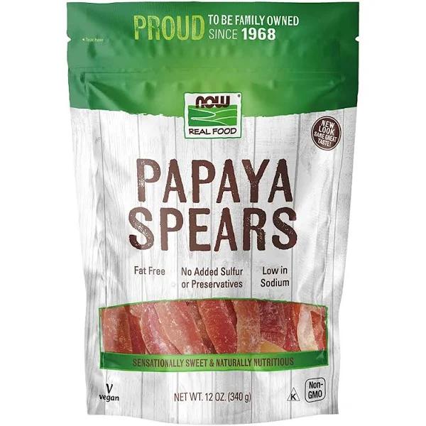 Now Foods Real Food Papaya Spears 12 oz (340 g)