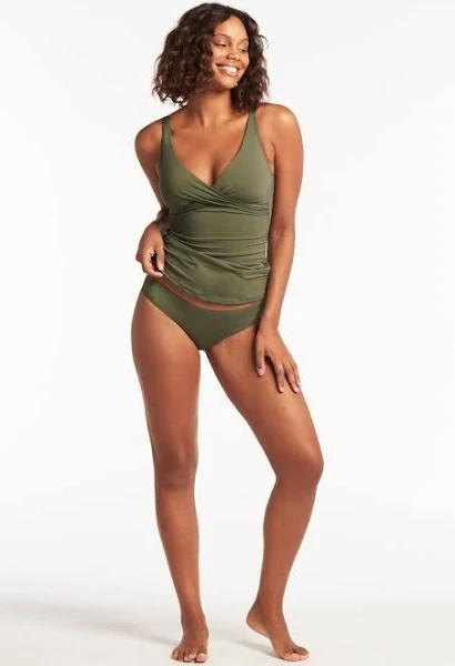 Sea Level Cross Front Tankini Top Khaki