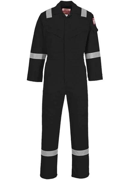 Portwest Flame Resistant Super Light Weight Anti-Static Coverall 210g - M - Black