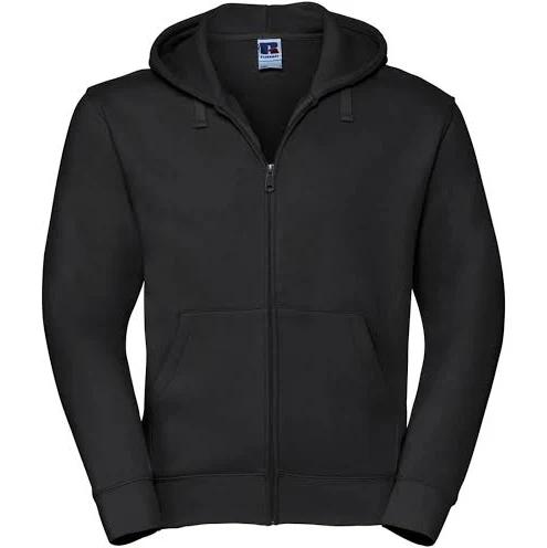 Russell Mens Authentic Full Zip Hooded Sweatshirt / Hoodie Black M