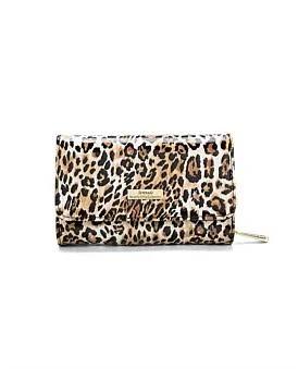 David Jones Serenade Wild Cat Medium Patent Leather Wallet with RFID in Leopard