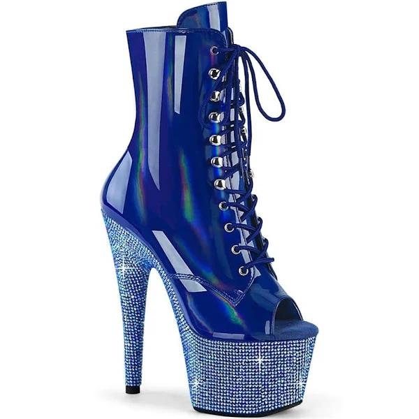 Pleaser BEJEWELED-1021-7 Blue Holo Patent/Blue AB Rhinestones Size 6