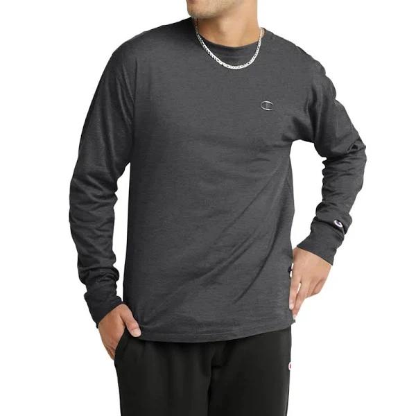 Champion Men's Long-Sleeve Jersey T-Shirt - Granite Heather