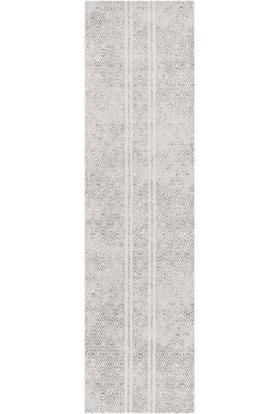 Oasis Salma White and Grey Tribal Runner Rug 500X80CM