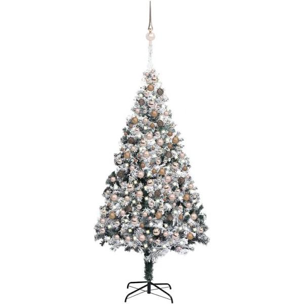 vidaXL Artificial Christmas Tree with LEDs&Ball Set Green 210 cm PVC