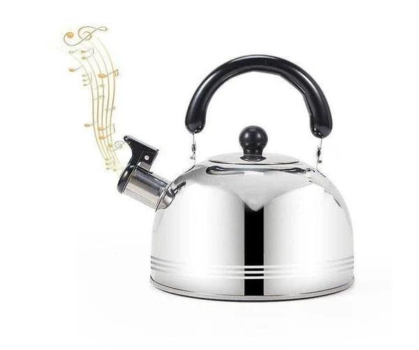 2L Sliver Stainless Steel Whistling Tea Kettle Water Boiling Classic Durable