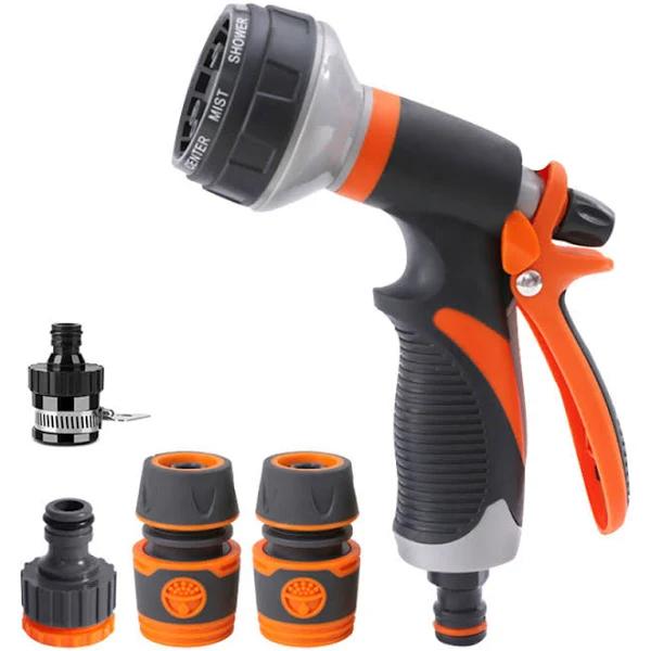 Garden Hose Spray Gun Set 8 Adjustable Patterns High Pressure Water Gun Nozzle