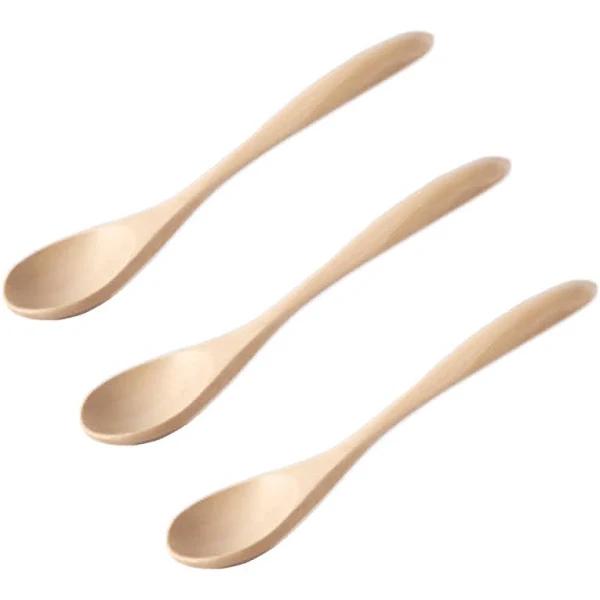 Heily Wooden Spoon Long Handle Solid Wooden Rice Spoon Dessert Spoon Handmade Spoon and Fork Tableware Other