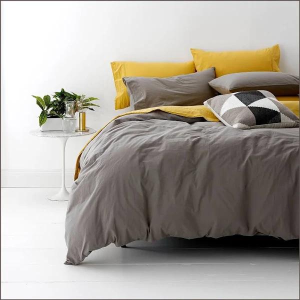 Park Avenue European Vintage Washed Cotton Quilt Cover Set - Coal King