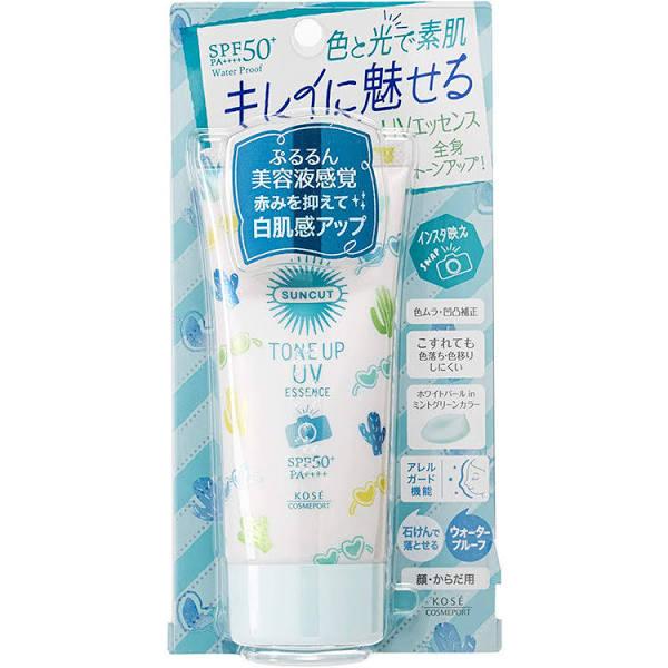 Kose - Suncut Tone Up UV Essence SPF50+ PA++++ - 80g - Mint Green