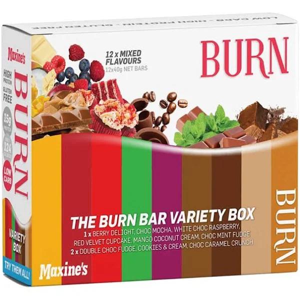 Maxine's Burn Variety Box Protein Bars 12 x 40 G