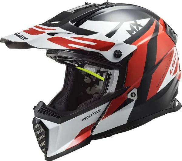 LS2 MX437 Fast Evo Strike Helmet Black White Red