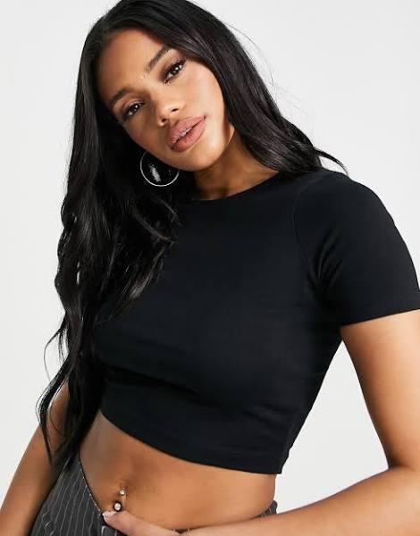 ASOS Design Fitted Crop T-Shirt in Black