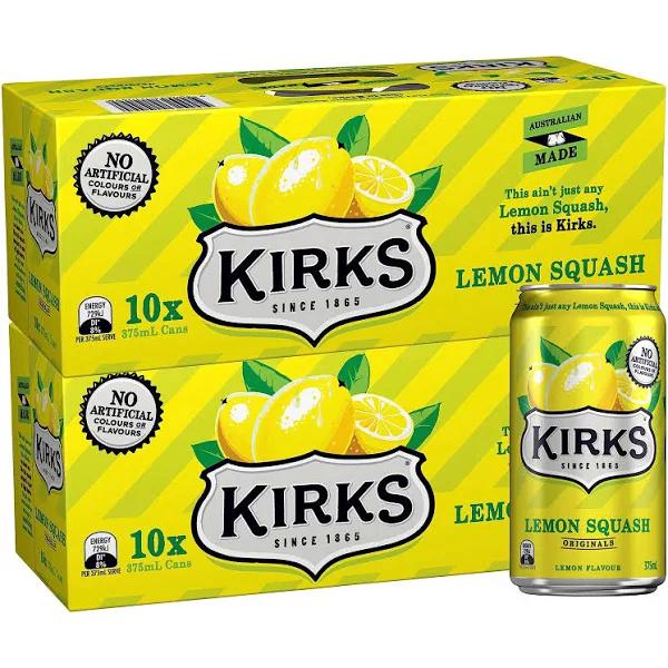 Kirks Lemon Squash Soft Drink Multipack Cans 20 x 375 ml