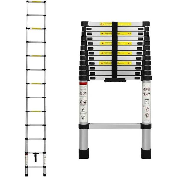 3.8m Telescopic Aluminium Multipurpose Ladder Extension Alloy Extendable Step