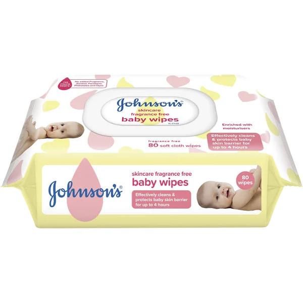 Johnson's Baby Skincare Fragrance Free Wipes 80 Pack